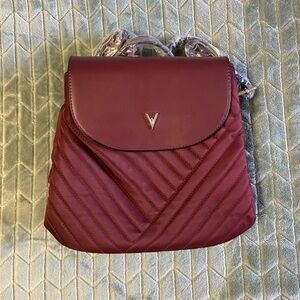 Vanessa Williams Elegant Burgundy Quilted Backpack